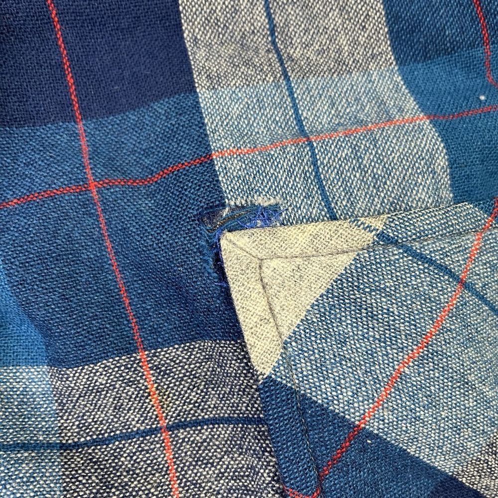 Vtg 1950s PENDLETON Wool Flannel 49er Shirt Jacket Shell Buttons Blue Plaid - Picture 5 of 11